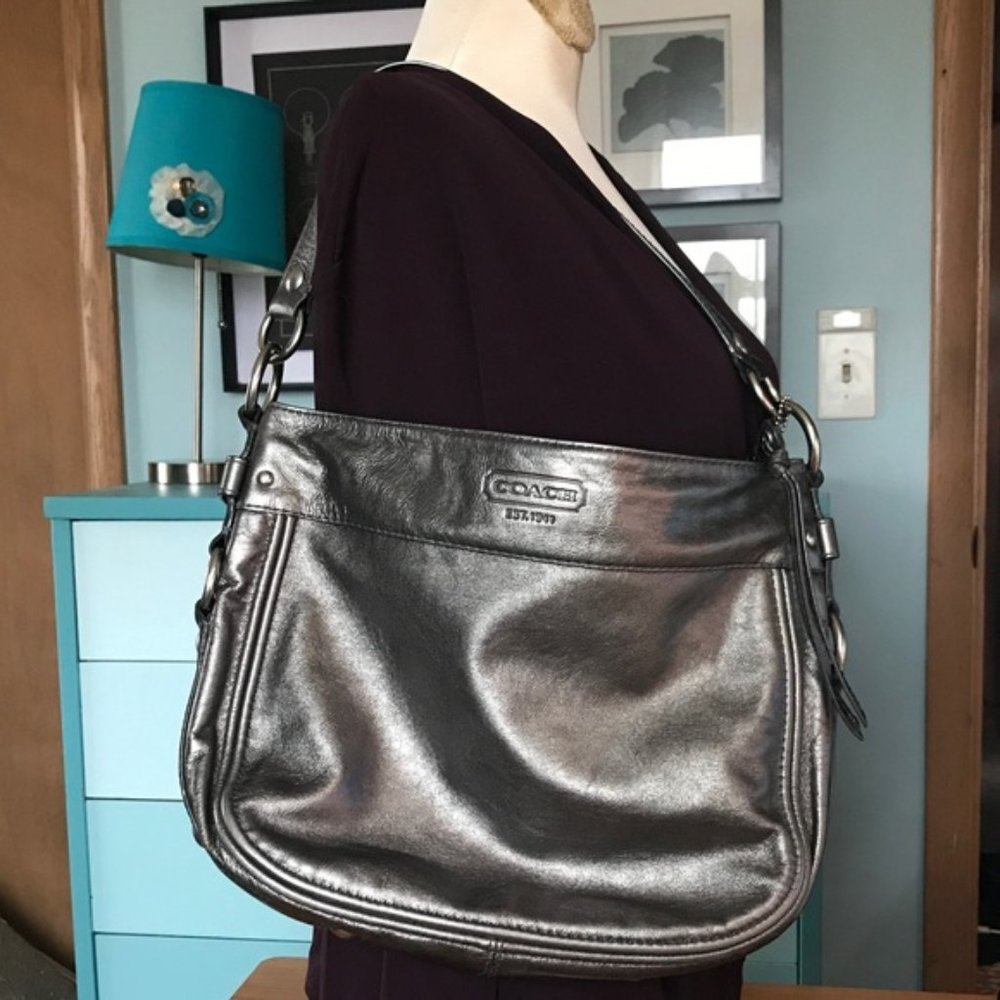 Coach Zoe Pewter medium metallic bag